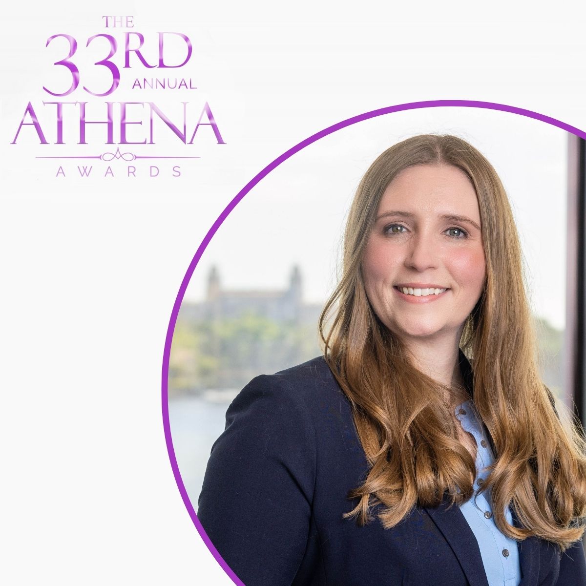 Athena Award Logo and Holly Goodman's Headshot