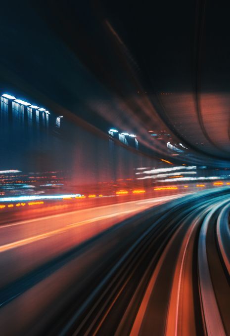 Train Speeding at Night