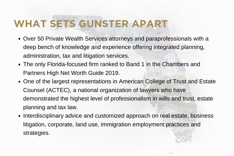 Gunster Private Wealth Services practice key stats