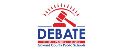 Debate. Ethos. Pathos. Logos. Broward County Public Schools logo